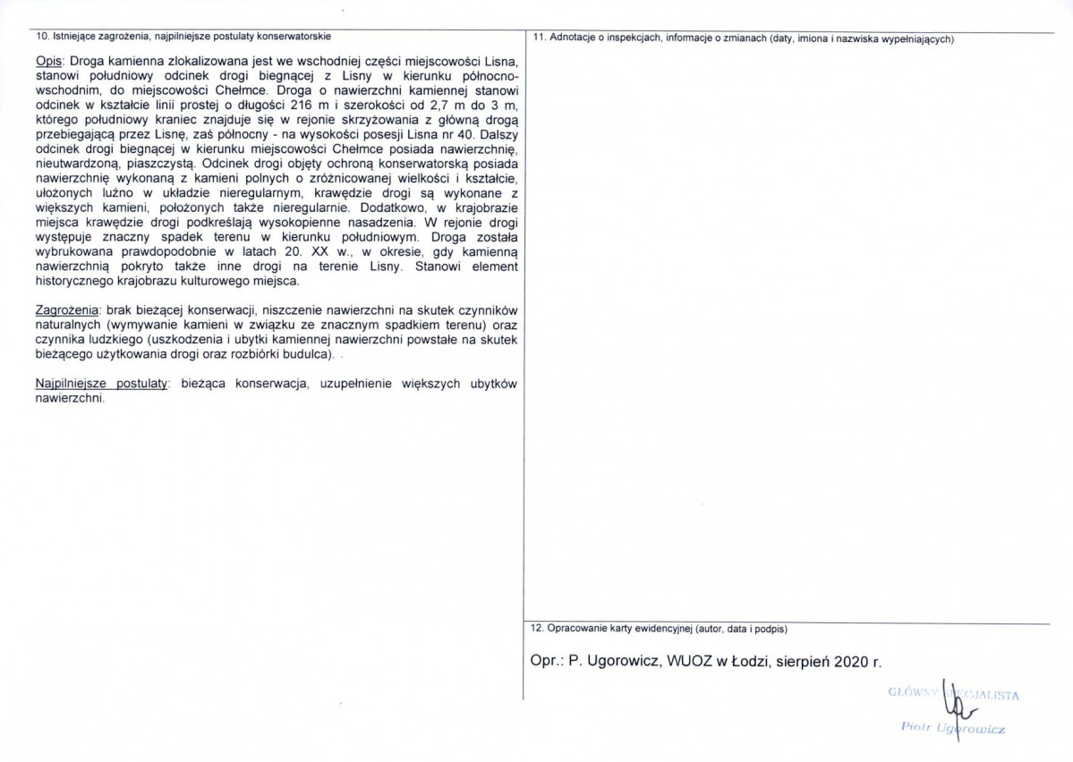 Karta obiektu niewpisanego do rejestru, skan nr 2