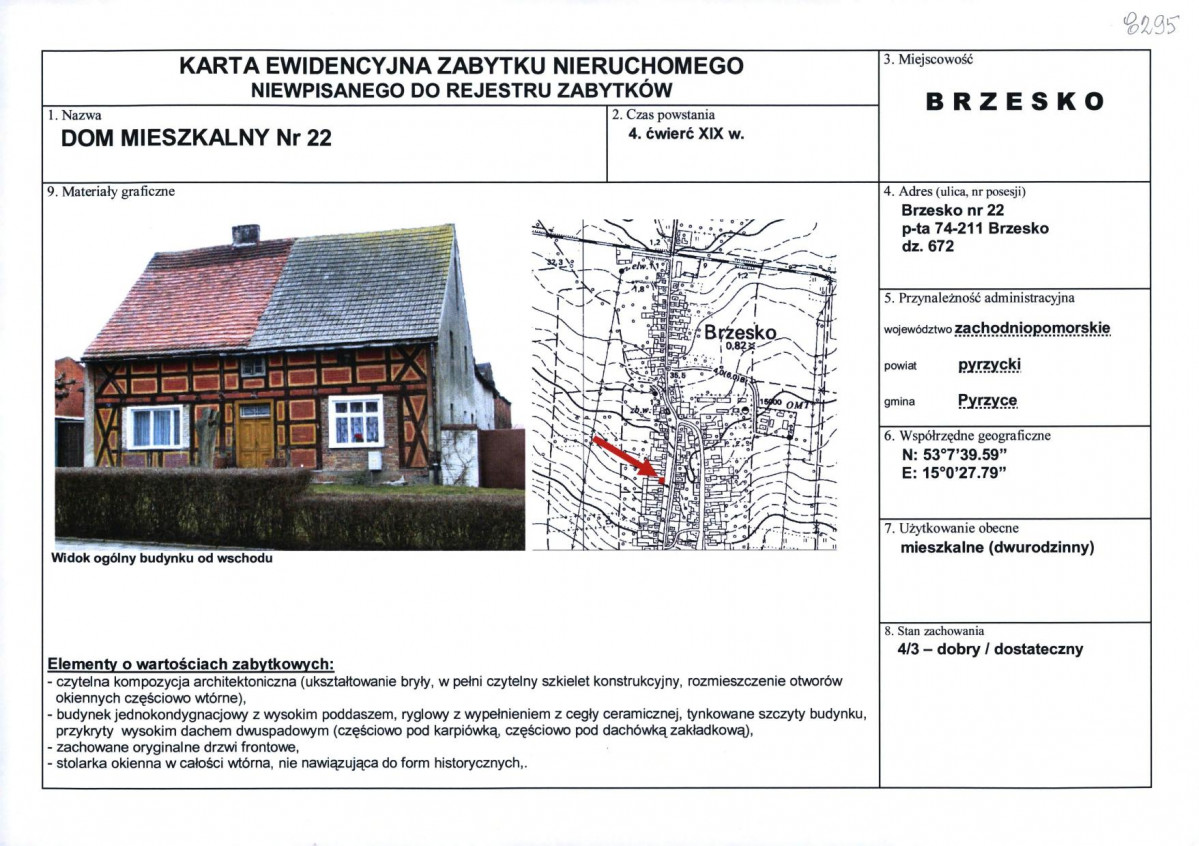 Karta obiektu niewpisanego do rejestru, skan nr 1