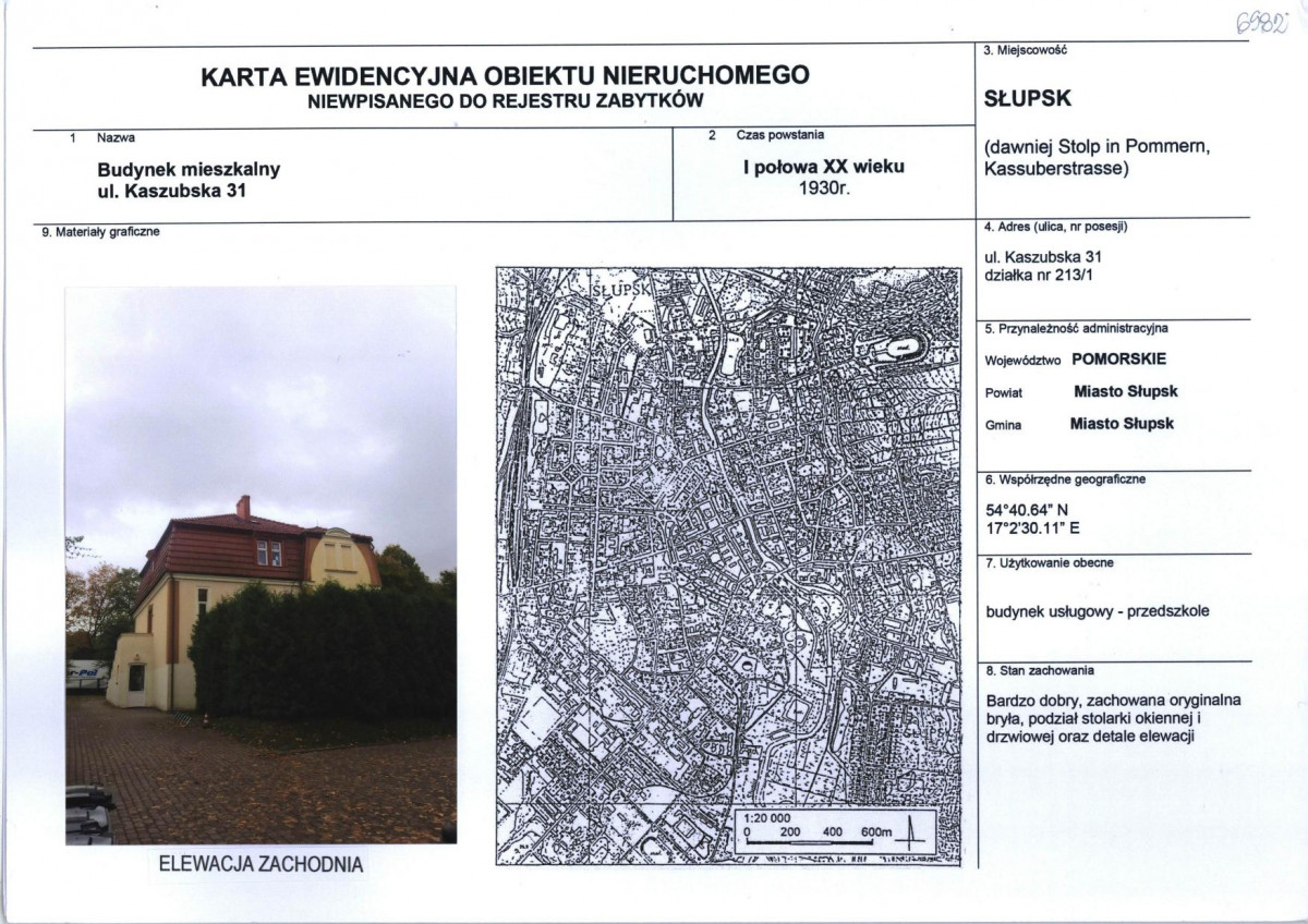 Karta obiektu niewpisanego do rejestru, skan nr 1