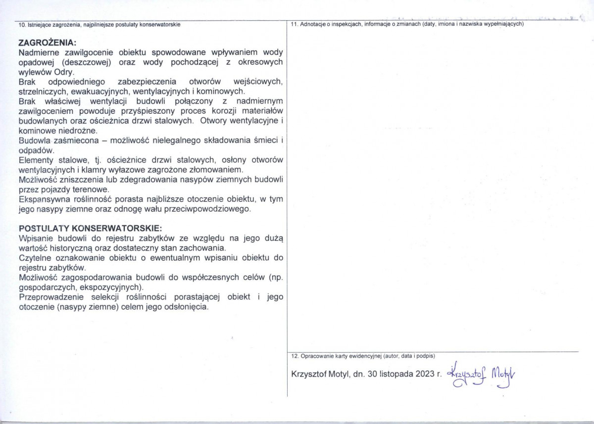 KEZN - Karta obiektu niewpisanego do rejestru, skan nr 2