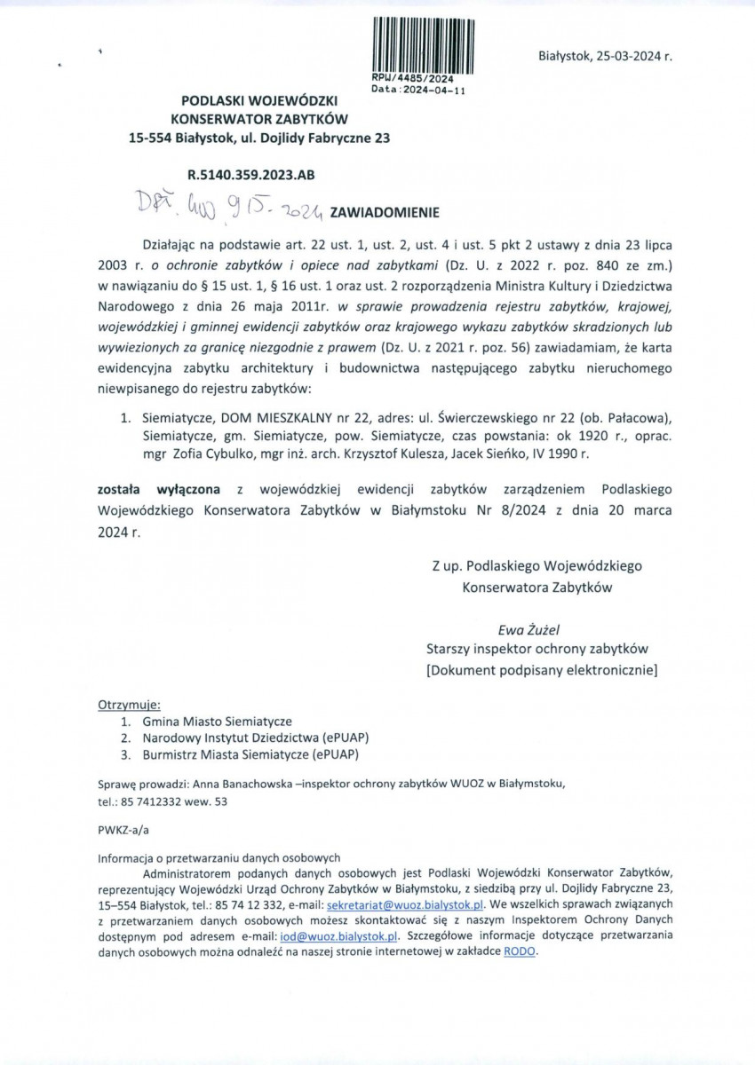 wyl - Wyłączenie z ewidencji, skan nr 1