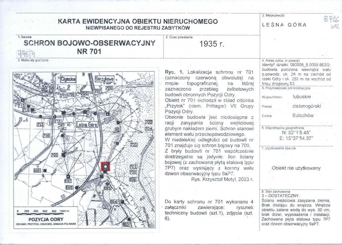 KEZN - Karta obiektu niewpisanego do rejestru, skan nr 1