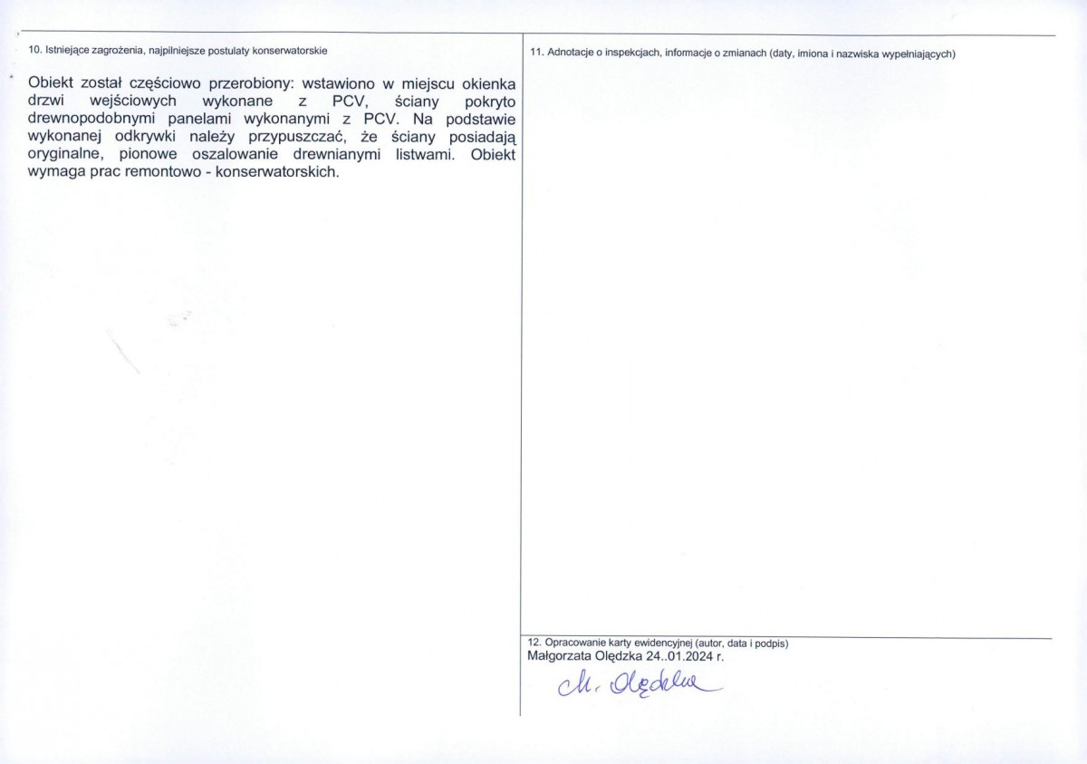 KEZN - Karta obiektu niewpisanego do rejestru, skan nr 2