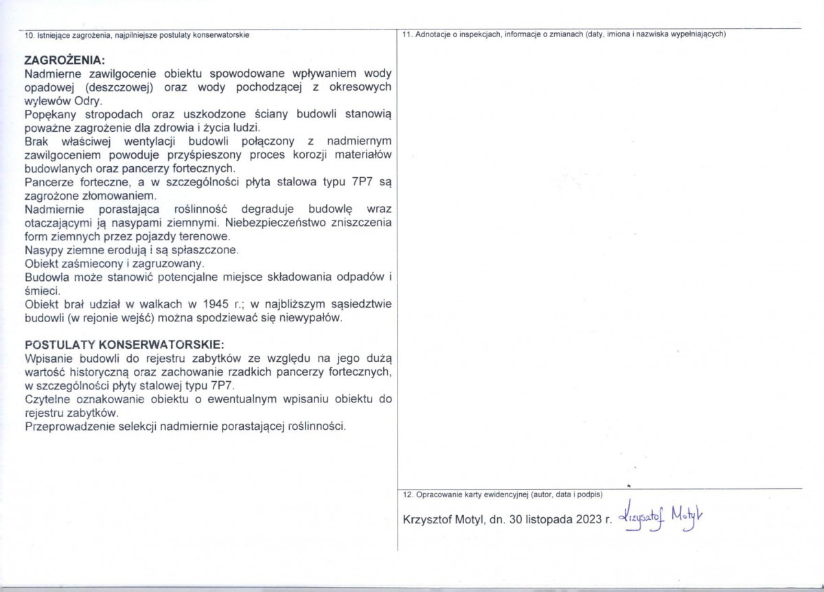 KEZN - Karta obiektu niewpisanego do rejestru, skan nr 2