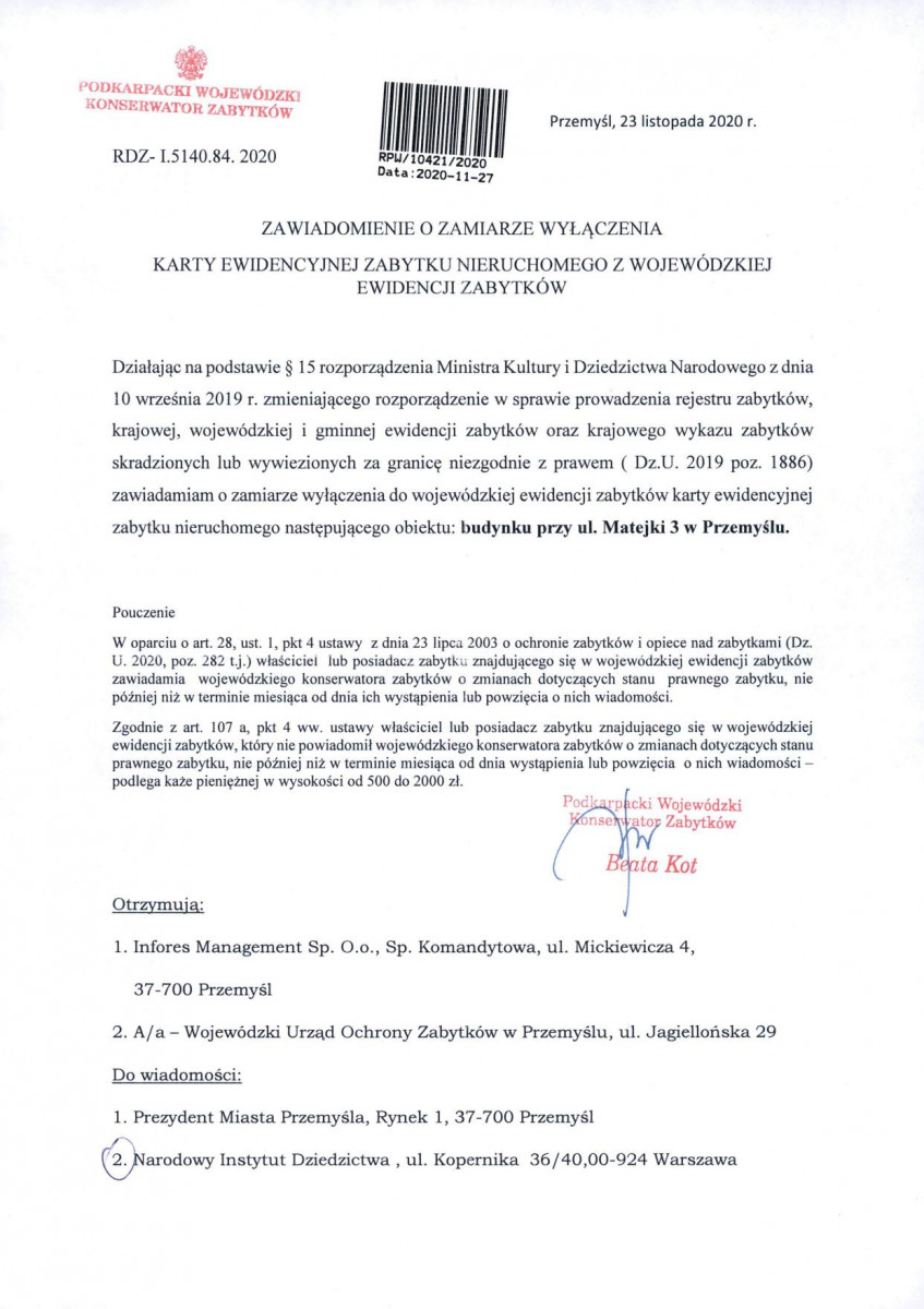 wyl - Wyłączenie z ewidencji, skan nr 1