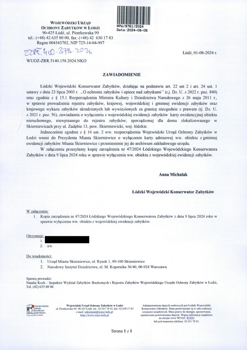 wyl - Wyłączenie z ewidencji, skan nr 1