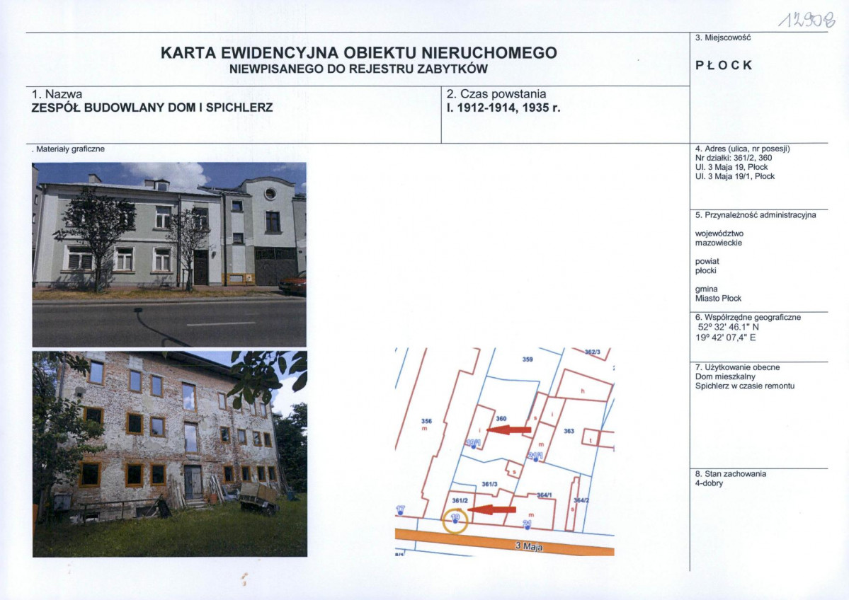KEZN - Karta obiektu niewpisanego do rejestru, skan nr 1