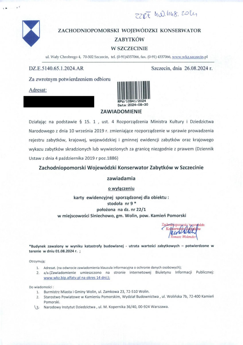 wyl - Wyłączenie z ewidencji, skan nr 1