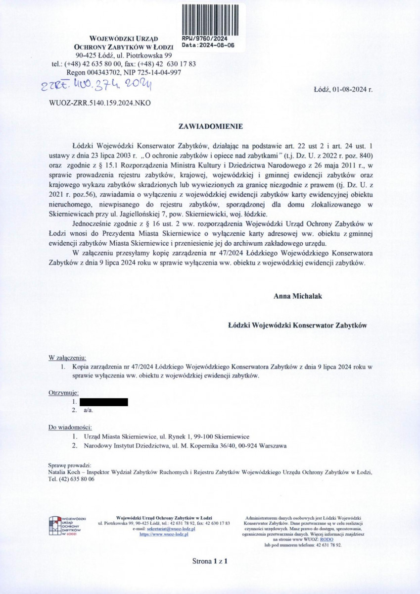 wyl - Wyłączenie z ewidencji, skan nr 1
