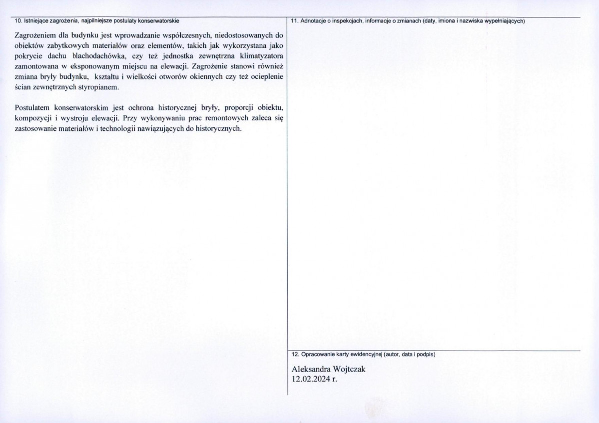 KEZN - Karta obiektu niewpisanego do rejestru, skan nr 2
