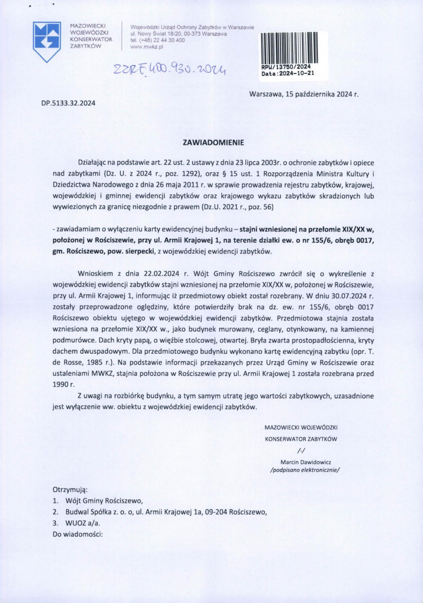 wyl - Wyłączenie z ewidencji, skan nr 1
