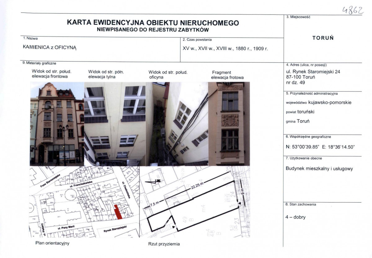 KEZN - Karta obiektu niewpisanego do rejestru, skan nr 1