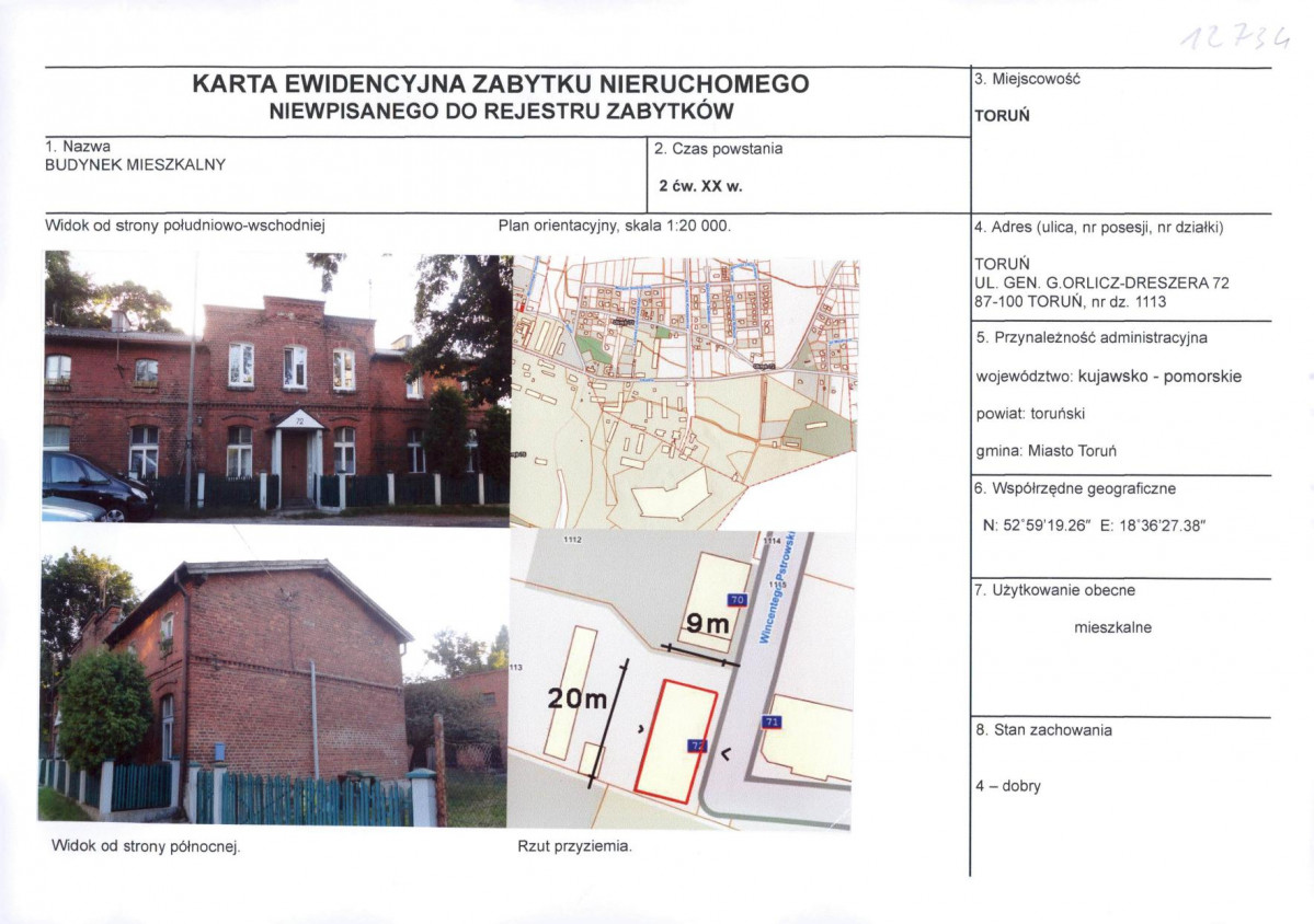 KEZN - Karta obiektu niewpisanego do rejestru, skan nr 1