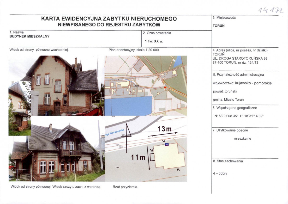 KEZN - Karta obiektu niewpisanego do rejestru, skan nr 1