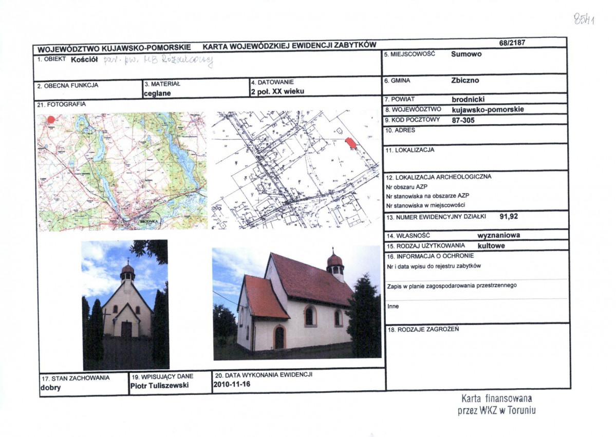 KEZN - Karta obiektu niewpisanego do rejestru, skan nr 1
