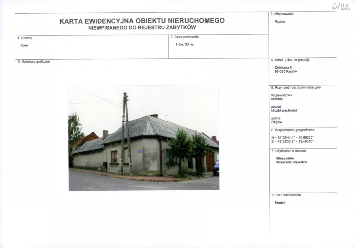 KEZN - Karta obiektu niewpisanego do rejestru, skan nr 1