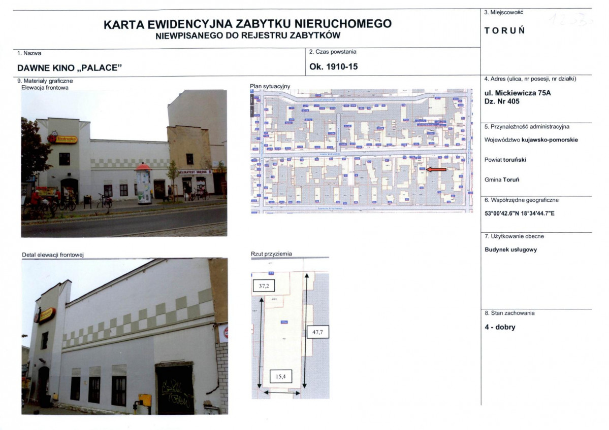 KEZN - Karta obiektu niewpisanego do rejestru, skan nr 1