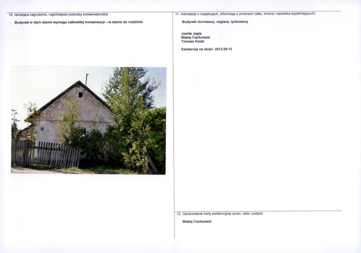 Karta obiektu niewpisanego do rejestru, skan nr 2