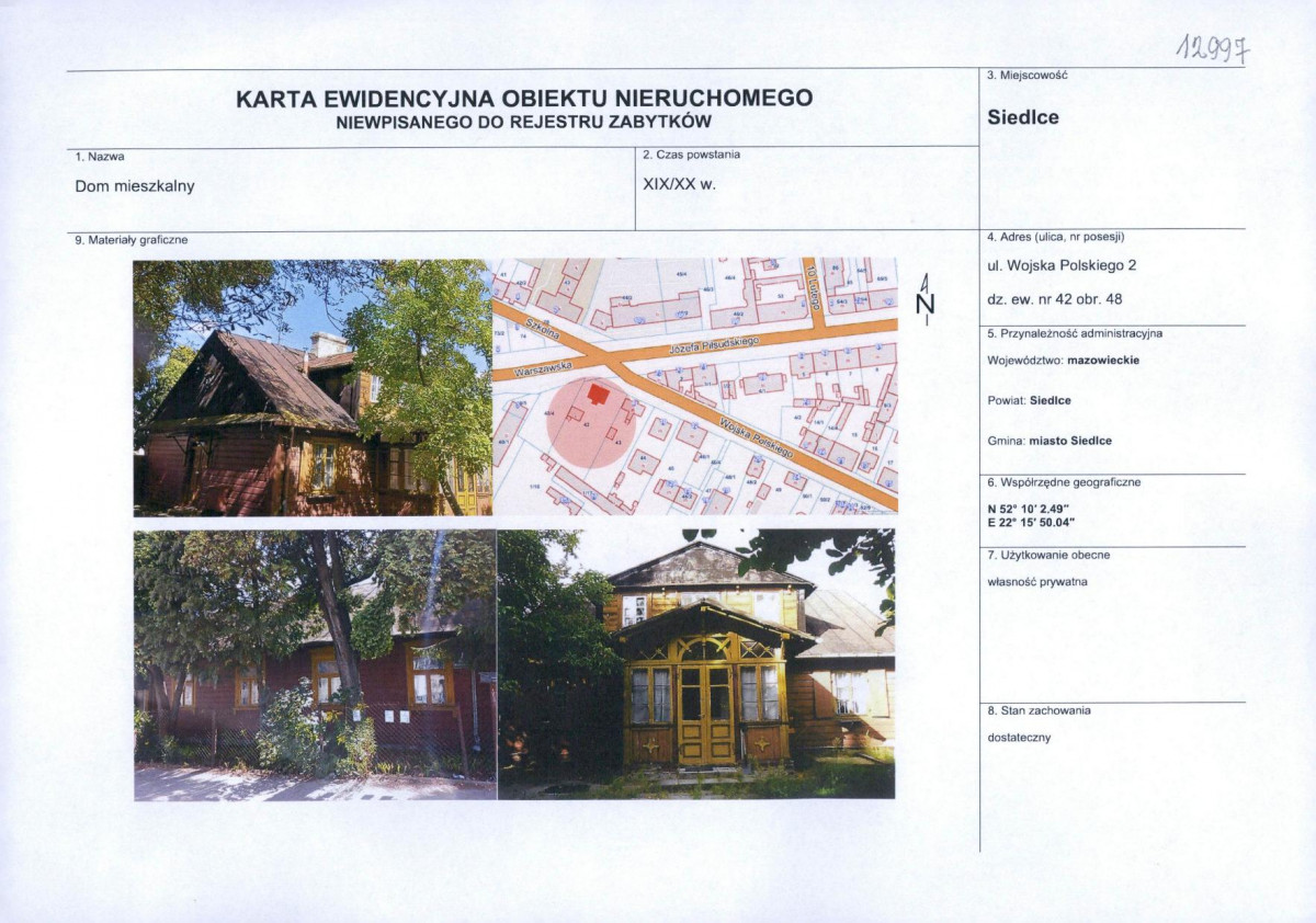 KEZN - Karta obiektu niewpisanego do rejestru, skan nr 1