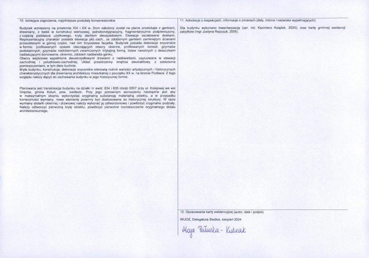 KEZN - Karta obiektu niewpisanego do rejestru, skan nr 2