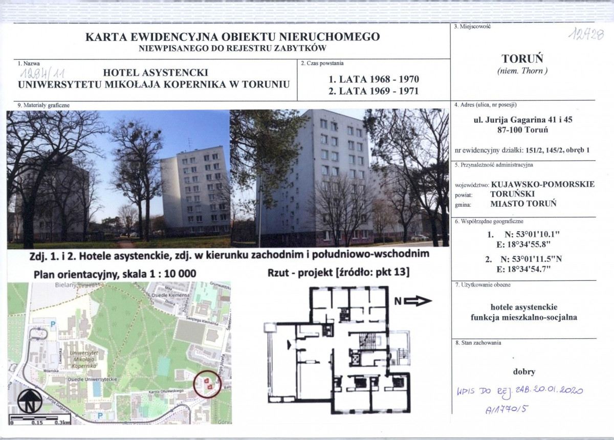 KEZN - Karta obiektu niewpisanego do rejestru, skan nr 1