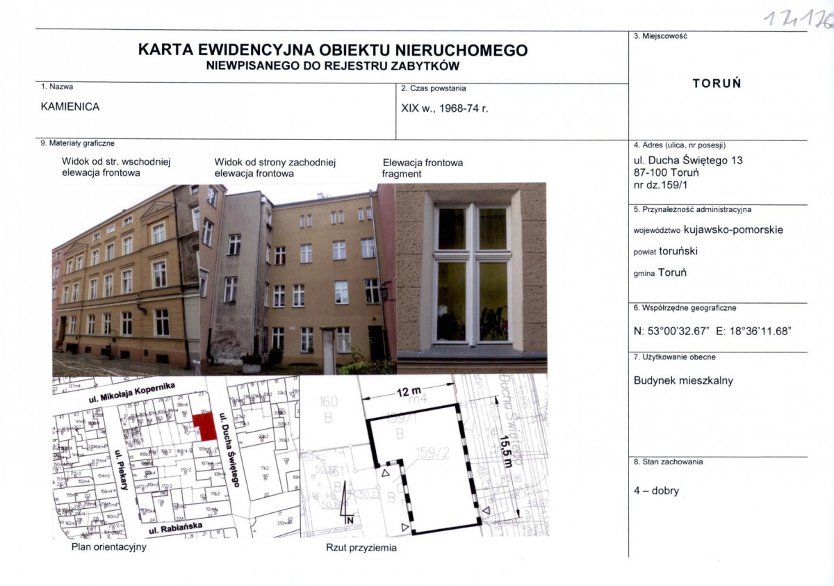 KEZN - Karta obiektu niewpisanego do rejestru, skan nr 1