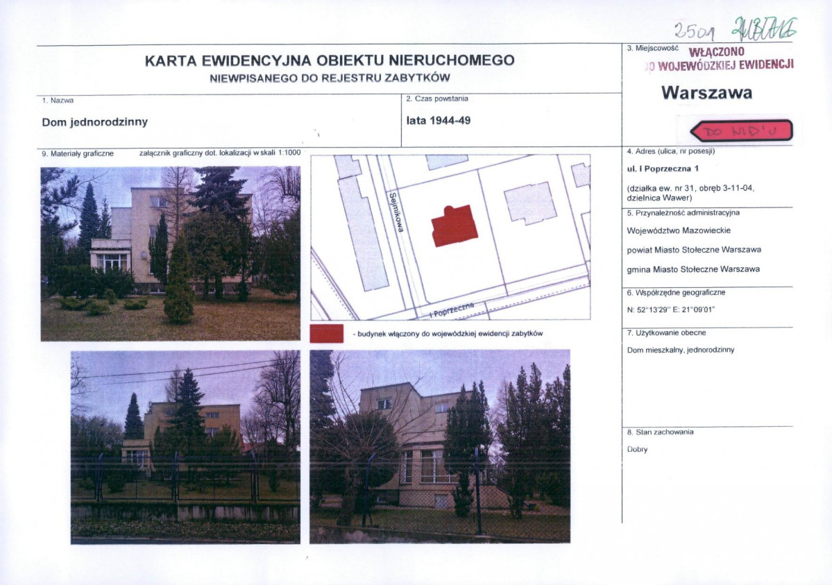 KEZN - Karta obiektu niewpisanego do rejestru, skan nr 1