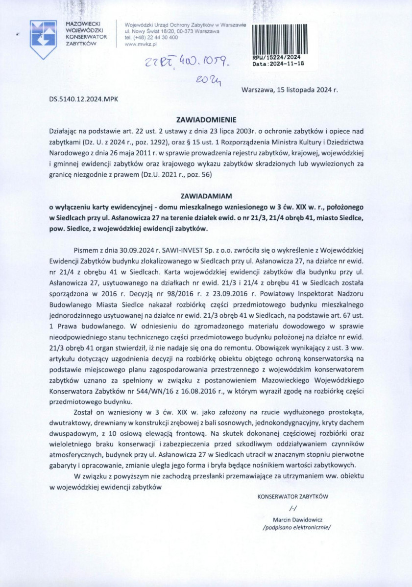 wyl - Wyłączenie z ewidencji, skan nr 1