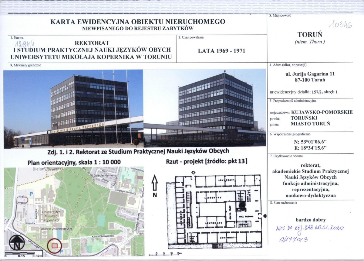 KEZN - Karta obiektu niewpisanego do rejestru, skan nr 1