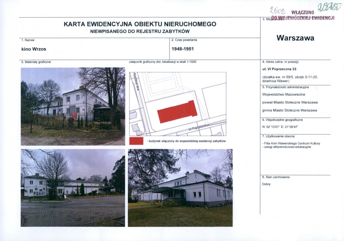 KEZN - Karta obiektu niewpisanego do rejestru, skan nr 1