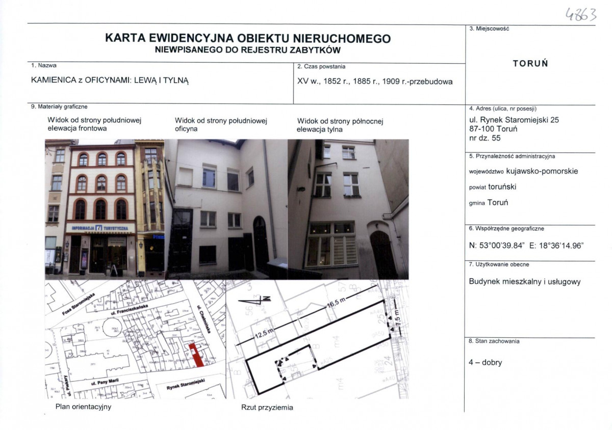KEZN - Karta obiektu niewpisanego do rejestru, skan nr 1