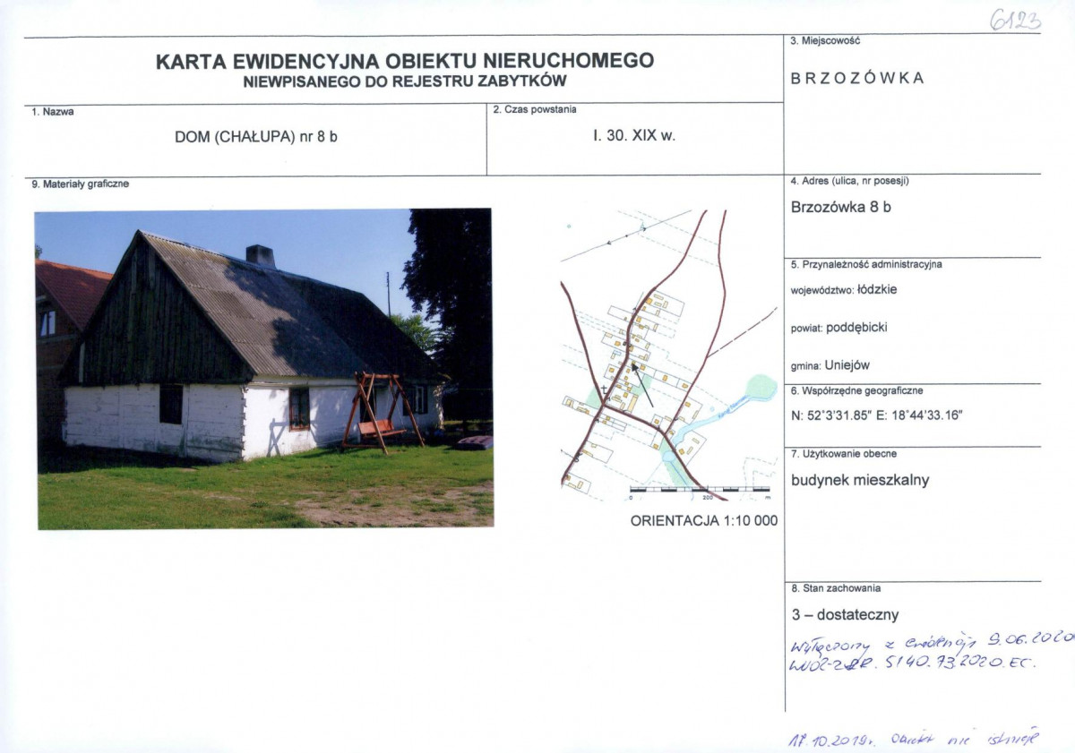 KEZN - Karta obiektu niewpisanego do rejestru, skan nr 1