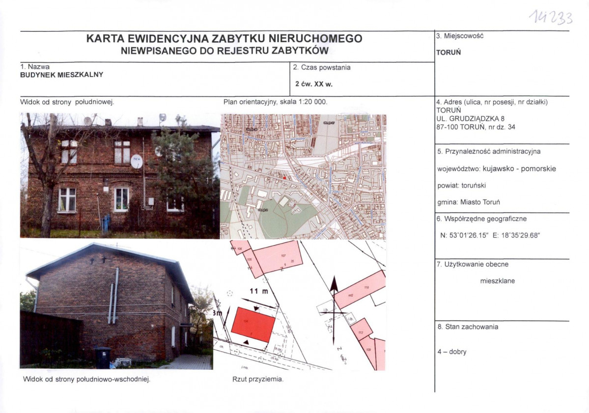 KEZN - Karta obiektu niewpisanego do rejestru, skan nr 1