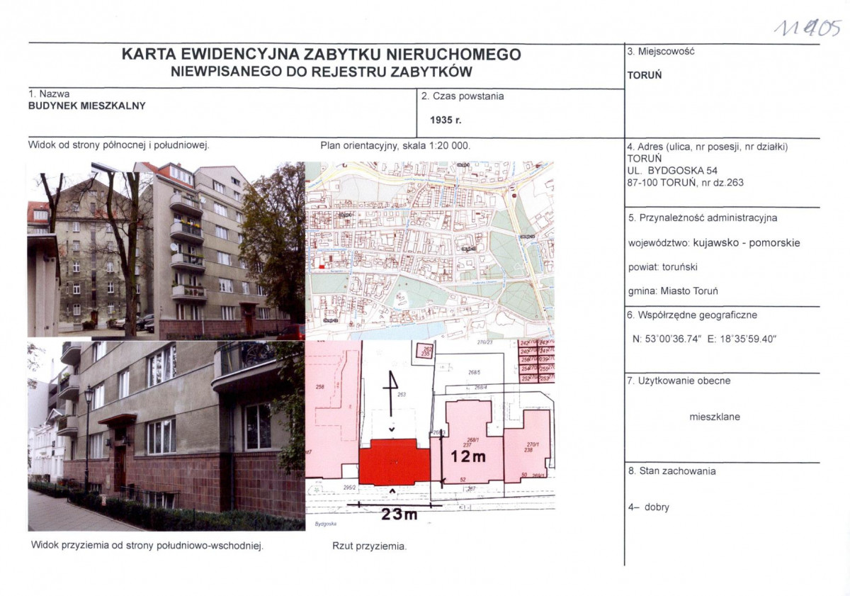 KEZN - Karta obiektu niewpisanego do rejestru, skan nr 1