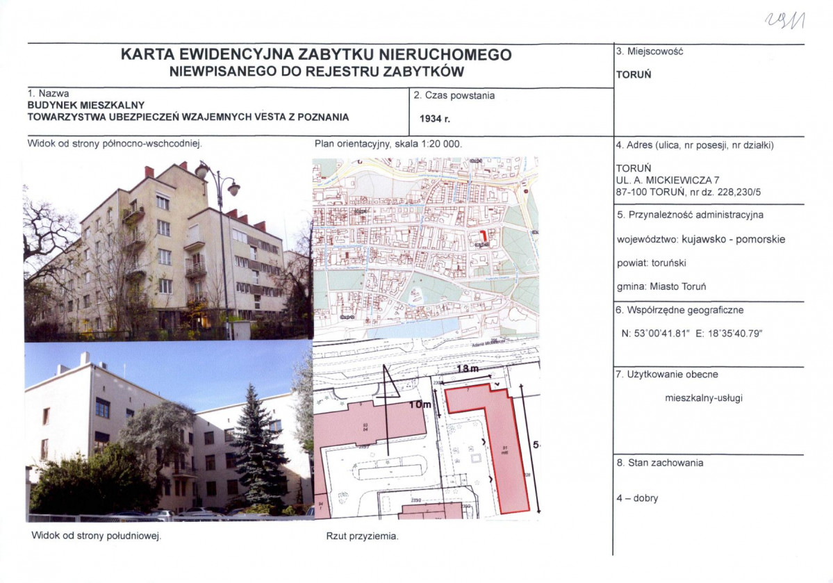 KEZN - Karta obiektu niewpisanego do rejestru, skan nr 1