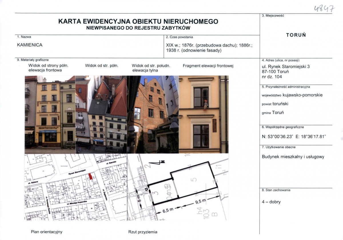 KEZN - Karta obiektu niewpisanego do rejestru, skan nr 1