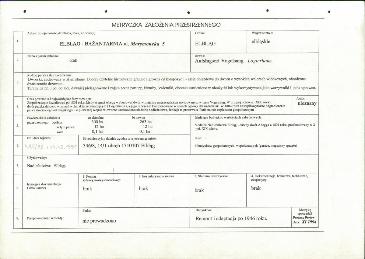 EP - Ewidencja parkowa, skan nr 9