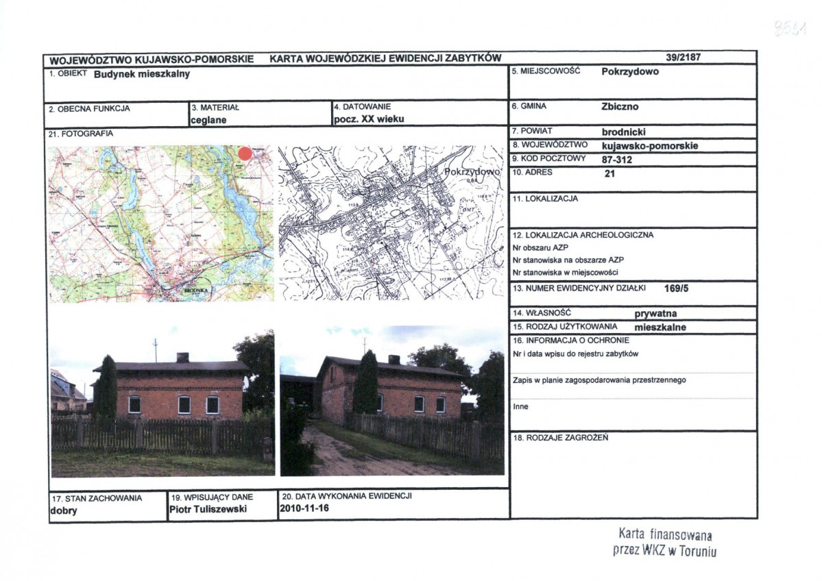KEZN - Karta obiektu niewpisanego do rejestru, skan nr 1
