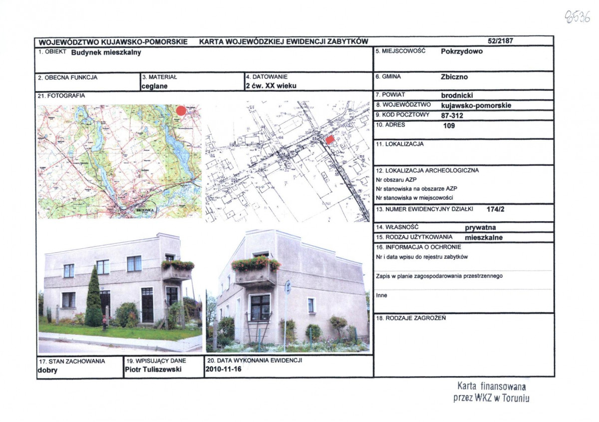 KEZN - Karta obiektu niewpisanego do rejestru, skan nr 1