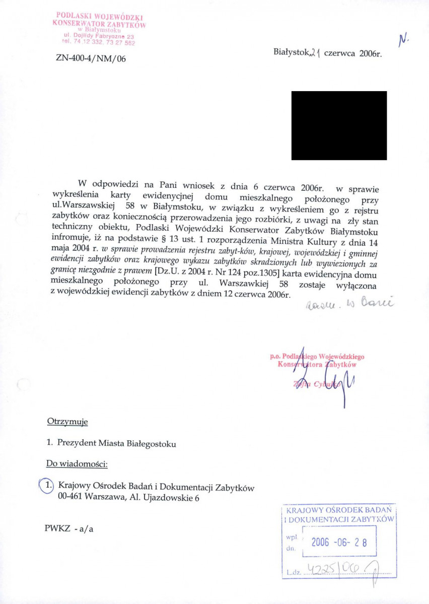 wyl - Wyłączenie z ewidencji, skan nr 1