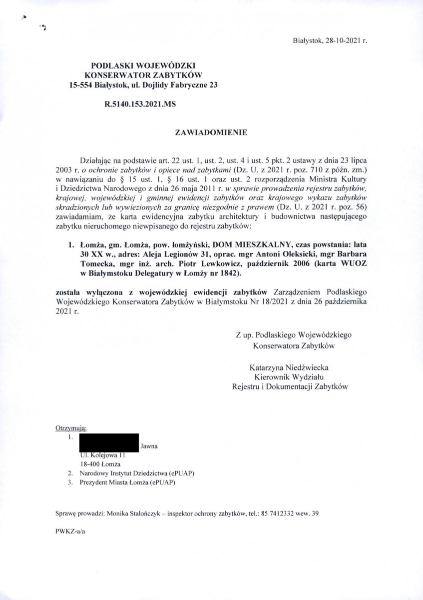 wyl - Wyłączenie z ewidencji, skan nr 1