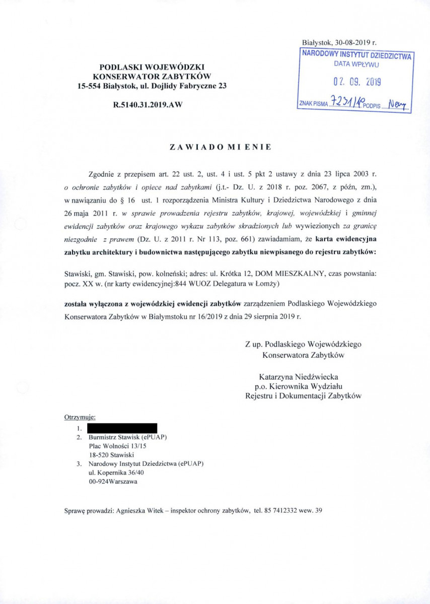 wyl - Wyłączenie z ewidencji, skan nr 1