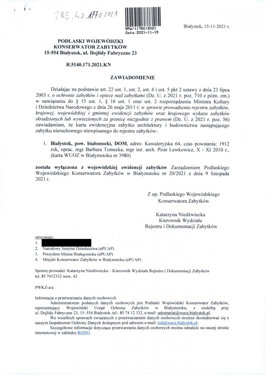 wyl - Wyłączenie z ewidencji, skan nr 1