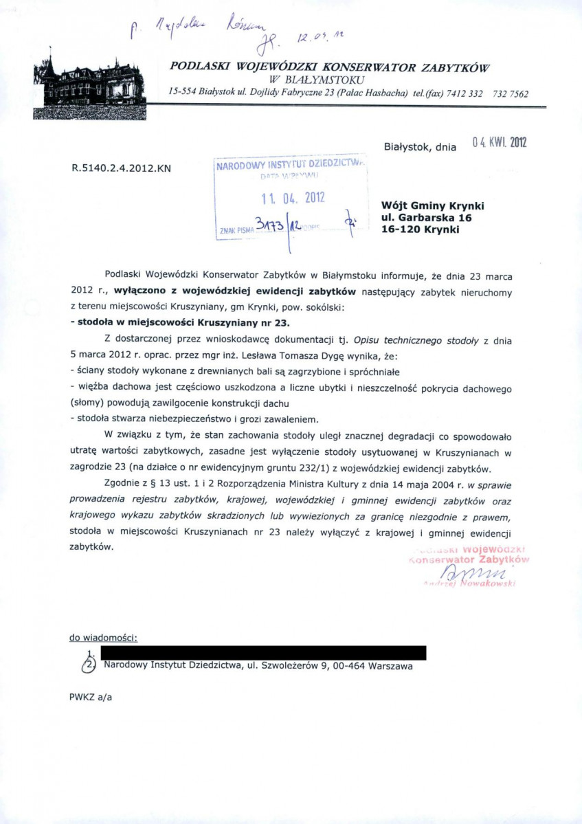 wyl - Wyłączenie z ewidencji, skan nr 1