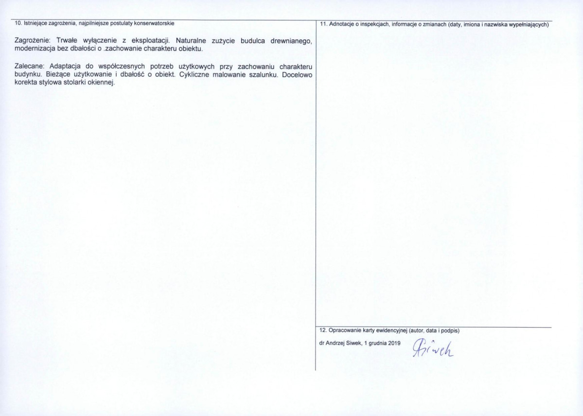 Karta obiektu niewpisanego do rejestru, skan nr 2