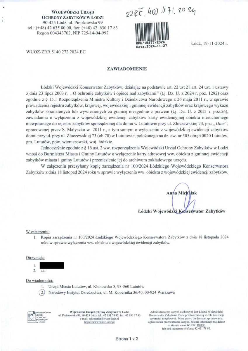 wyl - Wyłączenie z ewidencji, skan nr 1