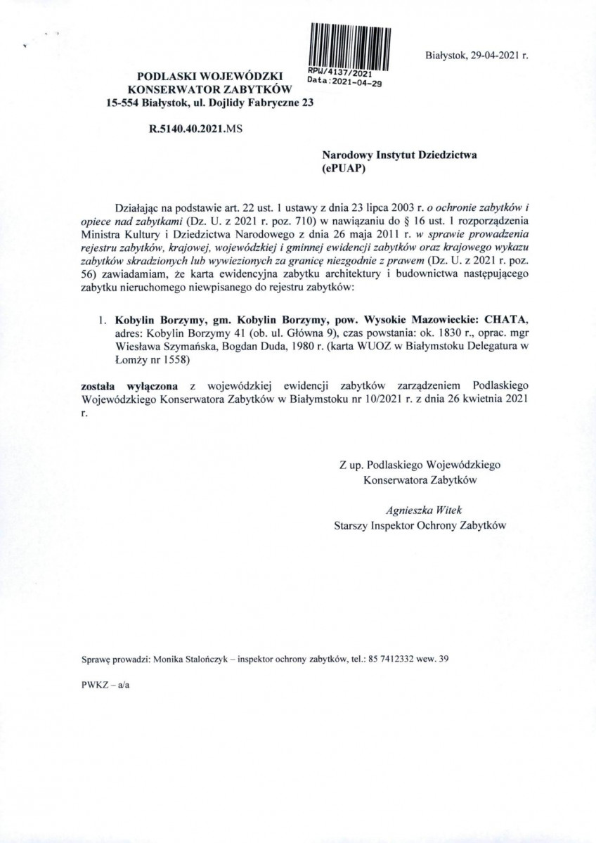 wyl - Wyłączenie z ewidencji, skan nr 1