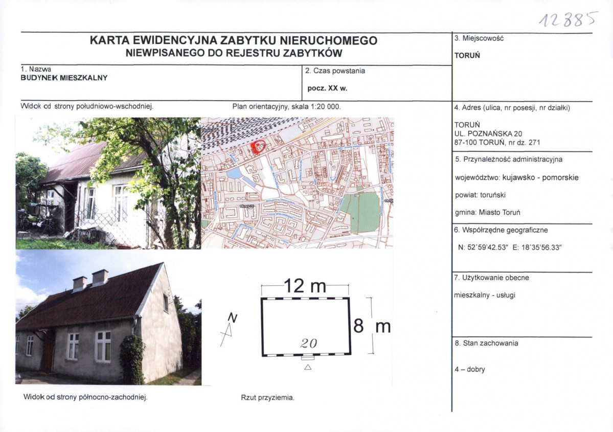 KEZN - Karta obiektu niewpisanego do rejestru, skan nr 1