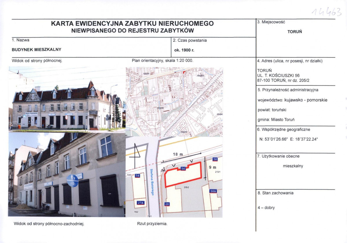 KEZN - Karta obiektu niewpisanego do rejestru, skan nr 1