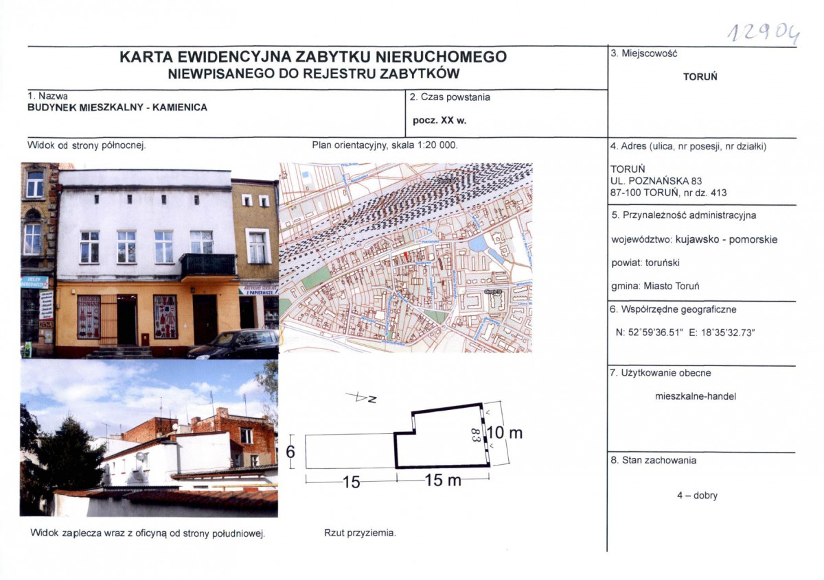 KEZN - Karta obiektu niewpisanego do rejestru, skan nr 1